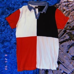 Color Block Men’s Short-Sleeve Collared Shirt